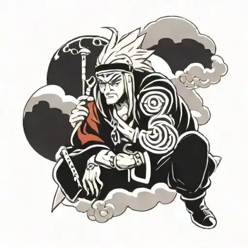 Akatsuki Cloud Outline With Sage Mode Jiraiya Centered