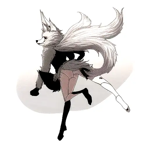 Wolf Front Side With Legs And Initials V