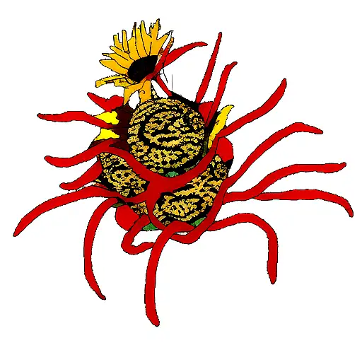 Coral Snake On Sunflowers