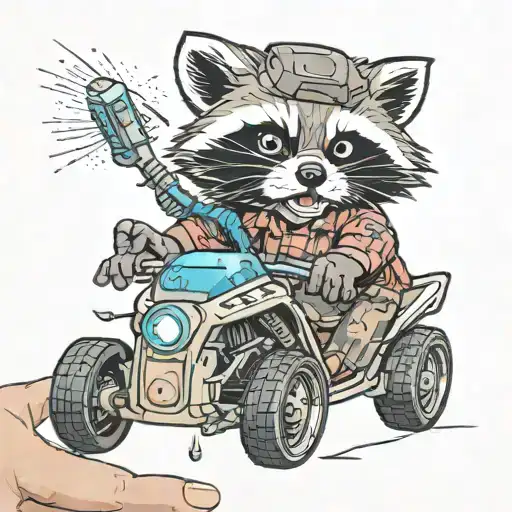 Raccoon Making Sparks With A Car Batterie