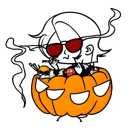 Pumpkin With Sunglasses And A Cigarette