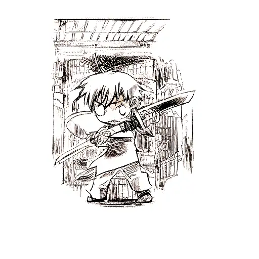 An Anime Character Holding A Sword