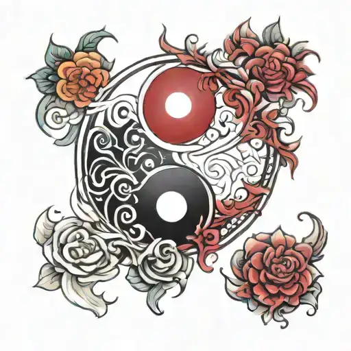 Yin Yang Symbol With Sharigan Tomoe On The Outside