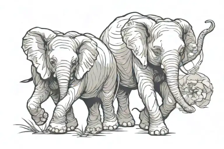 3 Baby Elephants Walking Togther
