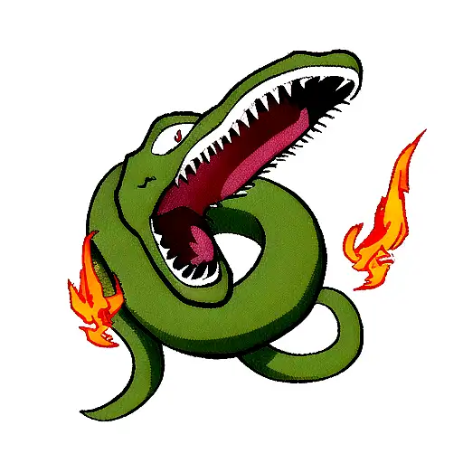 Animated Snake Spitting Fire From Its Mouth