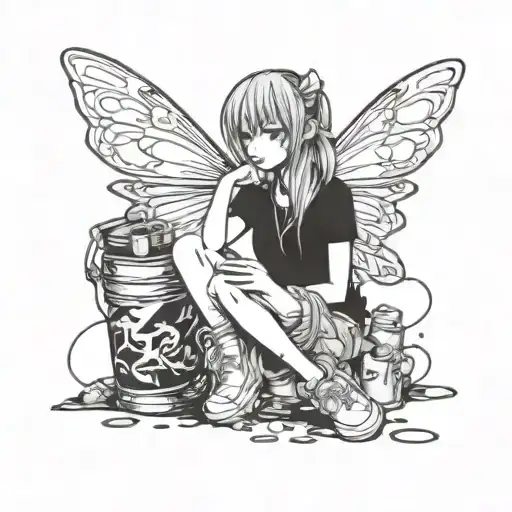 Street Art Fairy Sitting On A Spray Paint Can