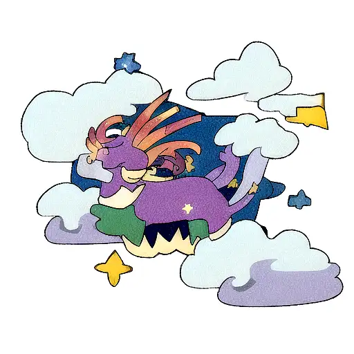 Dragon With Clouds And Stars