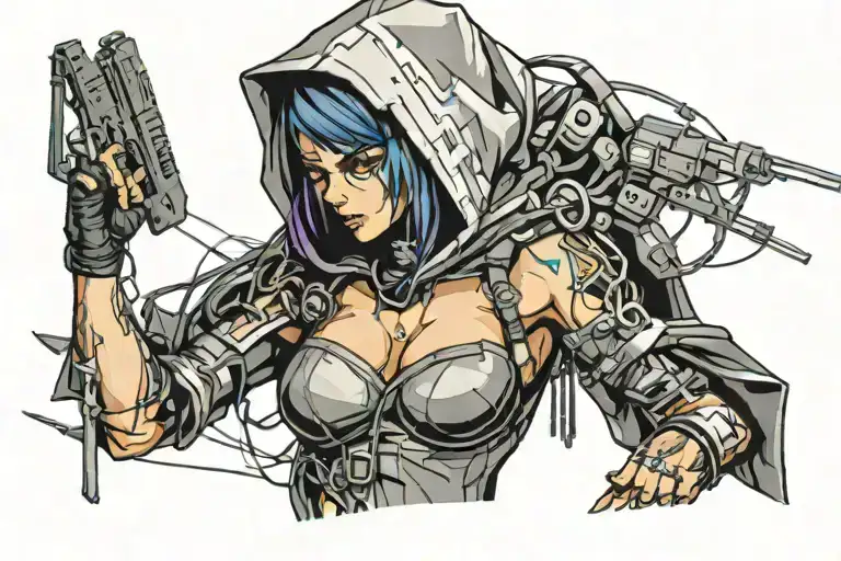Cyberpunk Assassin Woman With Hood