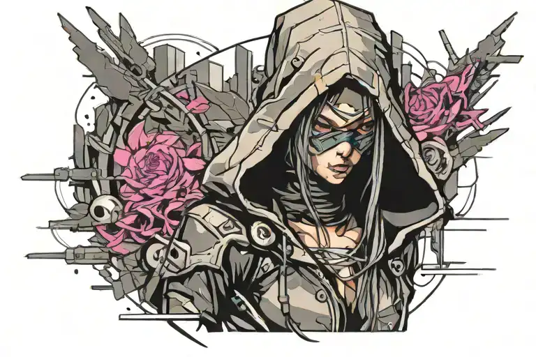 Cyberpunk Assassin Woman With Hood