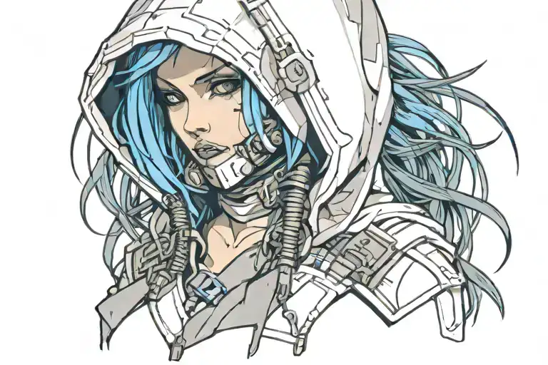 Cyberpunk Assassin Woman With Hood