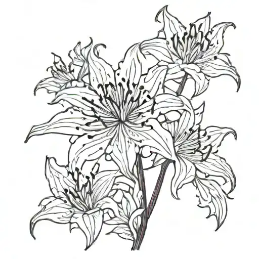 Red Spider Lily With A Black Moon Behind It