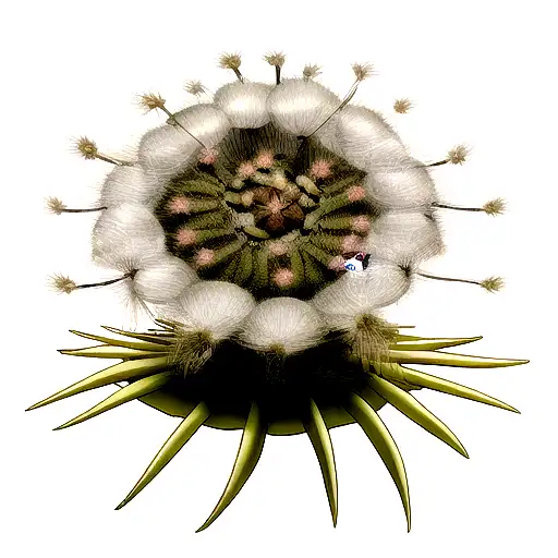 Old Cartoon Angry Dandelion Spread 5 Seeds With Rised Hands