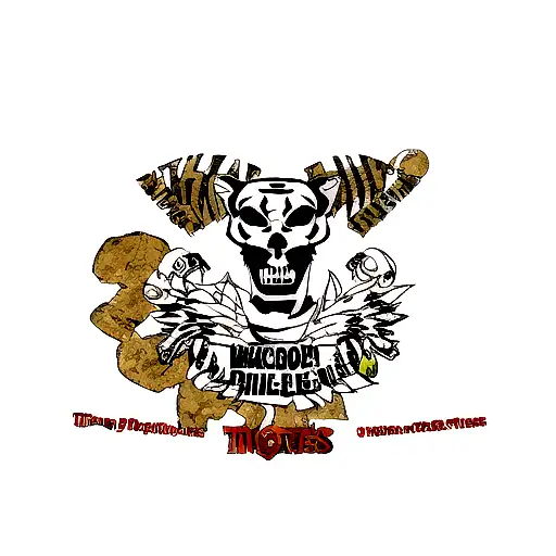 Tiger With Harley Davidson Logo And Skulls