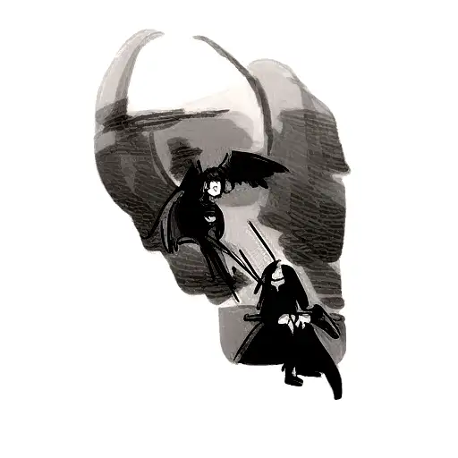 Winged Grim Reaper Holding A Wman By The Thorat Across His Lap