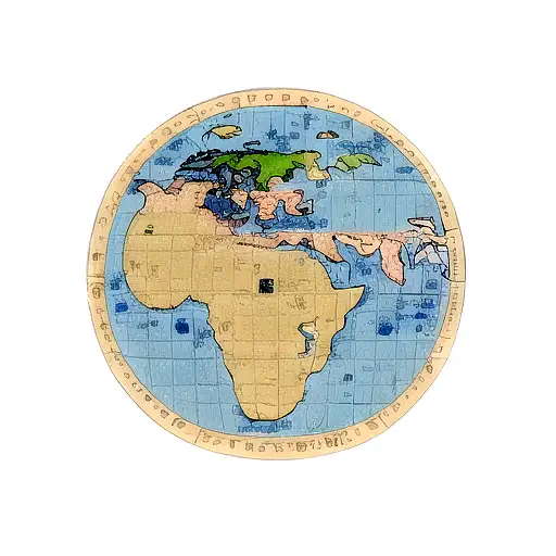 Create A Tattoo Of An Ancient Nautical Map With An Ocean Theme