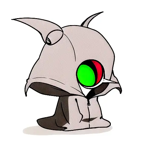 Alien Wearing A Hoodie That Has Eyes Crossed Out