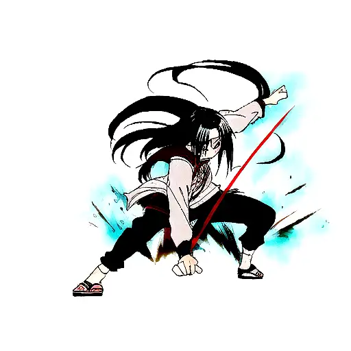 Combining Elements Of Itachi Uchiha And Levi Ackerman In A Dynamic Action Pose