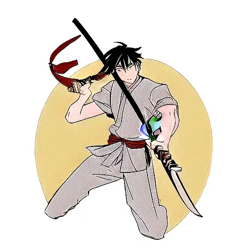 A Samurai Holds A Guqin In His Hands