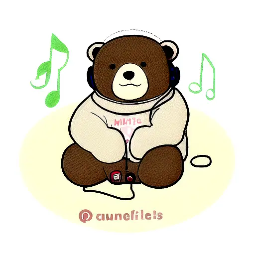 A Bear Wearing Headphones And Listening To Music