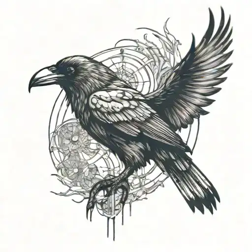 Crow Arm Tattoo Filled In With A Horizon