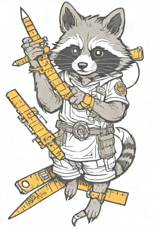 Trash Panda With A Ruler Measuring Device