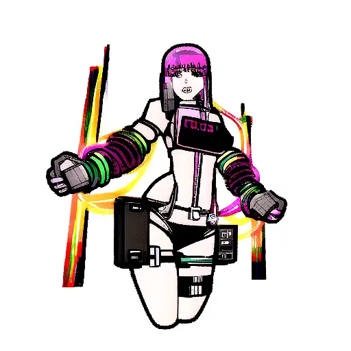Cyberpunk Girl With Cables And Dna Code