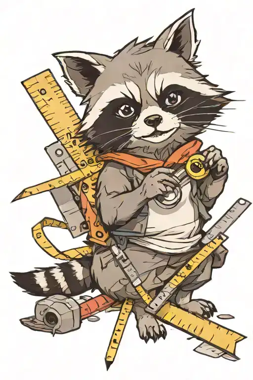 Trash Panda With A Ruler Measuring Device