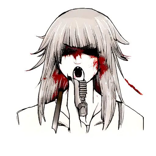 Crazy Girl Covered In Blood With A Knife