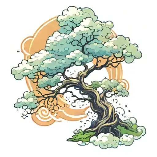 Magic Tree With Clouds Above