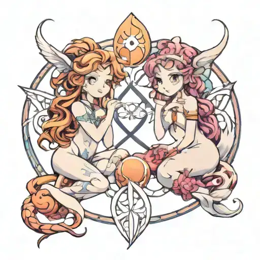 Pisces And Aries Tattoo Representing Your Children