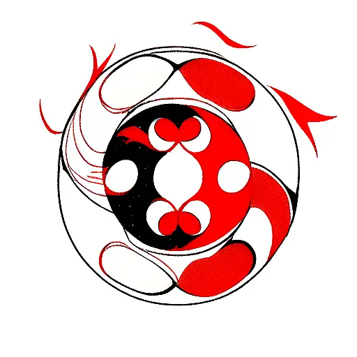 Yin And Yang As Koi's Infront Of A Red Moon