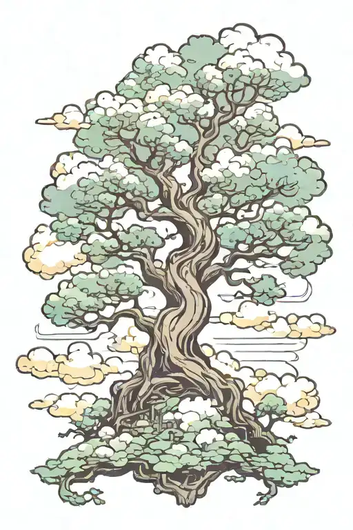 Magic Tree With Clouds Above