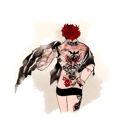 Several Tattoos With A Burning Rose