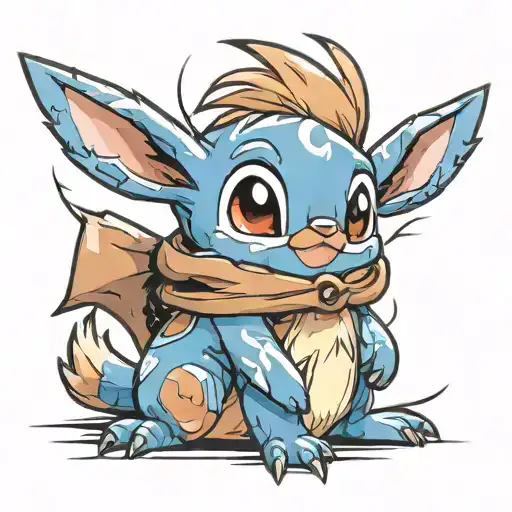 Stitch Holding Eevee Pokemon