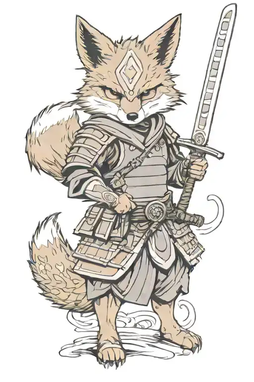 A Fox Wearing Samurai Armour With Katana