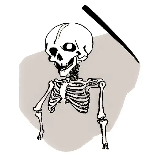 Skeleton Torso With Head And Sword Going Throat Him