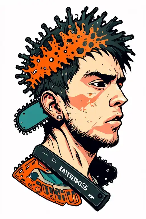 Chainsaw Man Head With Chainsaw