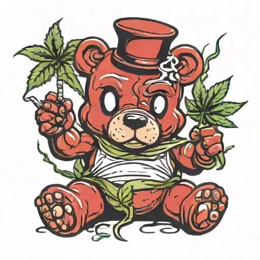 Red Gummy Bear Smoking Weed Joint