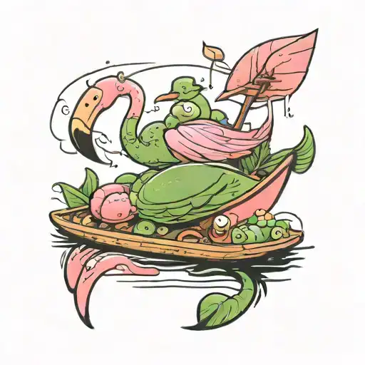 Flamingo Rowing A Pickle Raft
