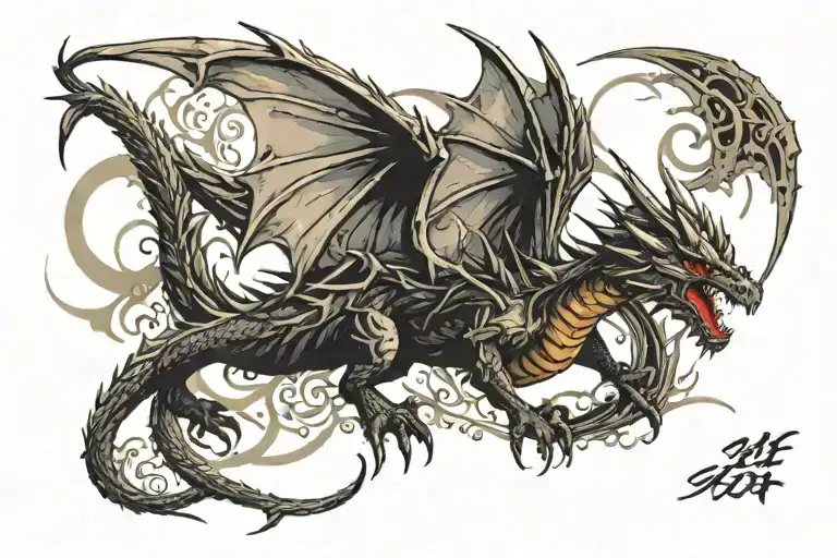 Dragon With Freedom Written In The Wings Spread Wide