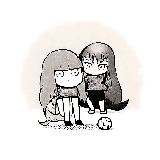 A Black And Grey Portrait Of Bailey And Gaara Playing Soccer