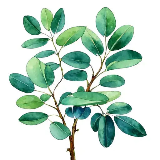 Eucalyptus With Narrow Leaves Of Watercolor