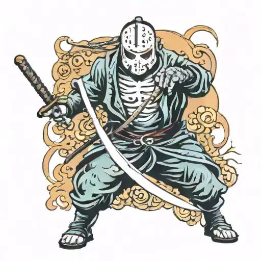 Jason Vorhees Samurai With Machete Sword Killing A Teen