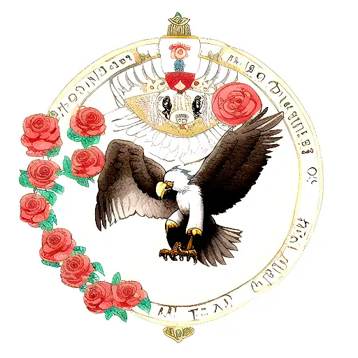 Eagle With Tribal And Roses