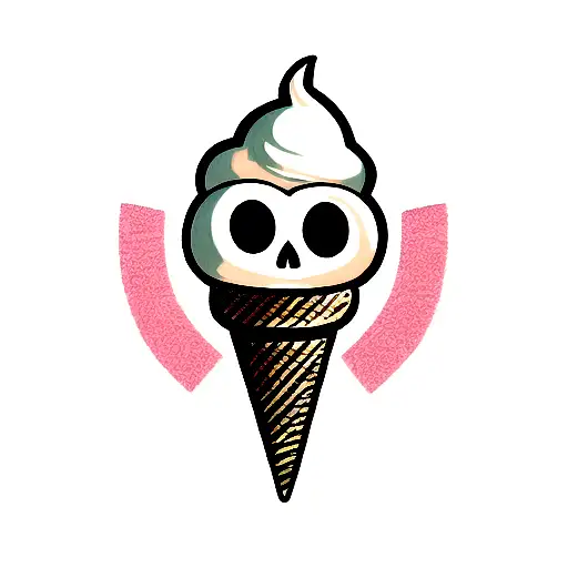 Ice Cream Cone With A Skull Instead Of Ice Cream