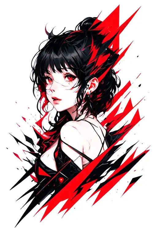 Geometric Chaos Red And Black