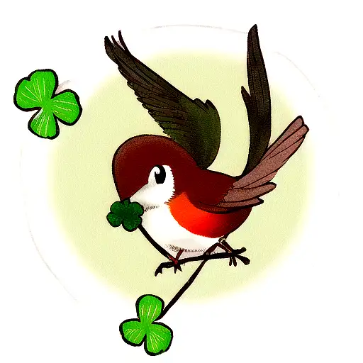 4 Leaf Clover With A Robin Bird