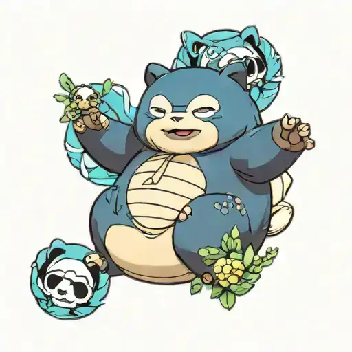 Snorlax And Black Panda Bear