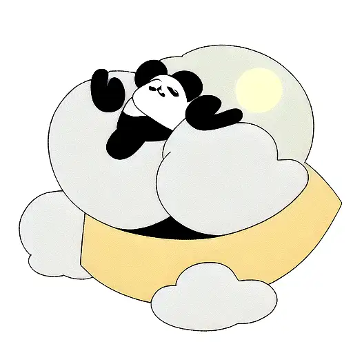Panda Sleeping On A Moon Surrounded By Clouds