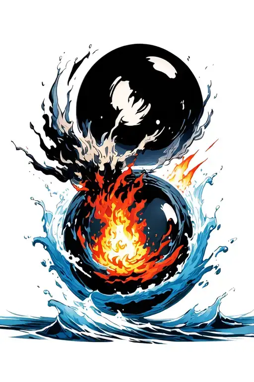 A Black Sphere That Expels Japanese Fire And Water Violently
